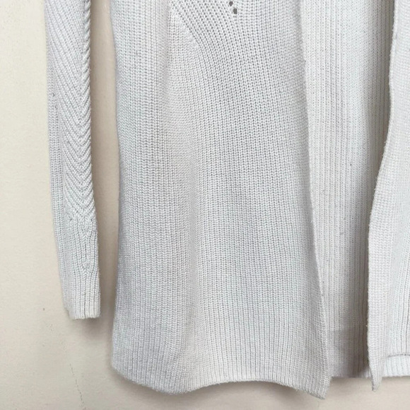 GAP Womens S Open-Front Shaker Stitch Cardigan Sweater in Merino Wool-Blend Grey - Picture 7 of 13